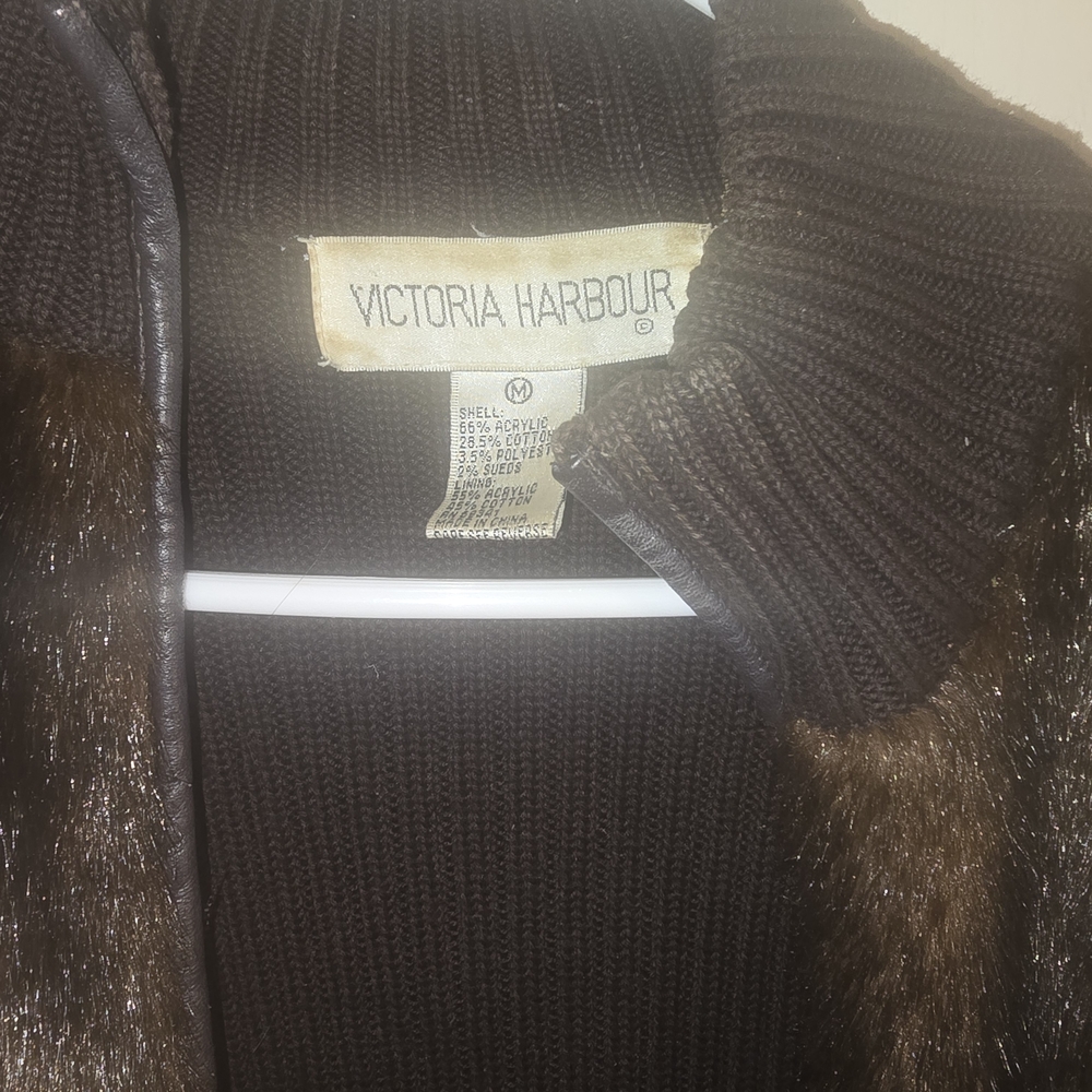 Victoria Harbour Brown Blazer with Faux Fur Trim